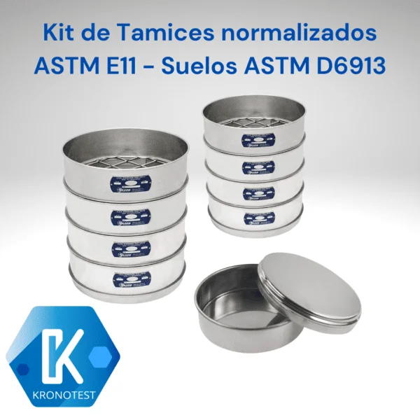 Tamiz 8" diámetro marca GRANOTEST - colombia - 3",2 1/2", 2", 1 1/2", 1", 3/4", 1/2", 3/8", #4, #8, #10, #16, #30, #40, #50, #80, #100, #200